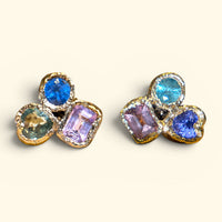 Abstract Puzzle  Mismatched Sapphire Earrings (Pair)