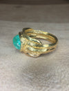 2.5 Cts Paraiba Cabochon Cigar Ring Band 18 Ct Yellow Gold