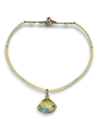 Sea Shell Necklace with Sapphires 18 Ct Gold