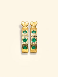Colombian Emerald Semi Hoops in 18 ct Gold (Pair)