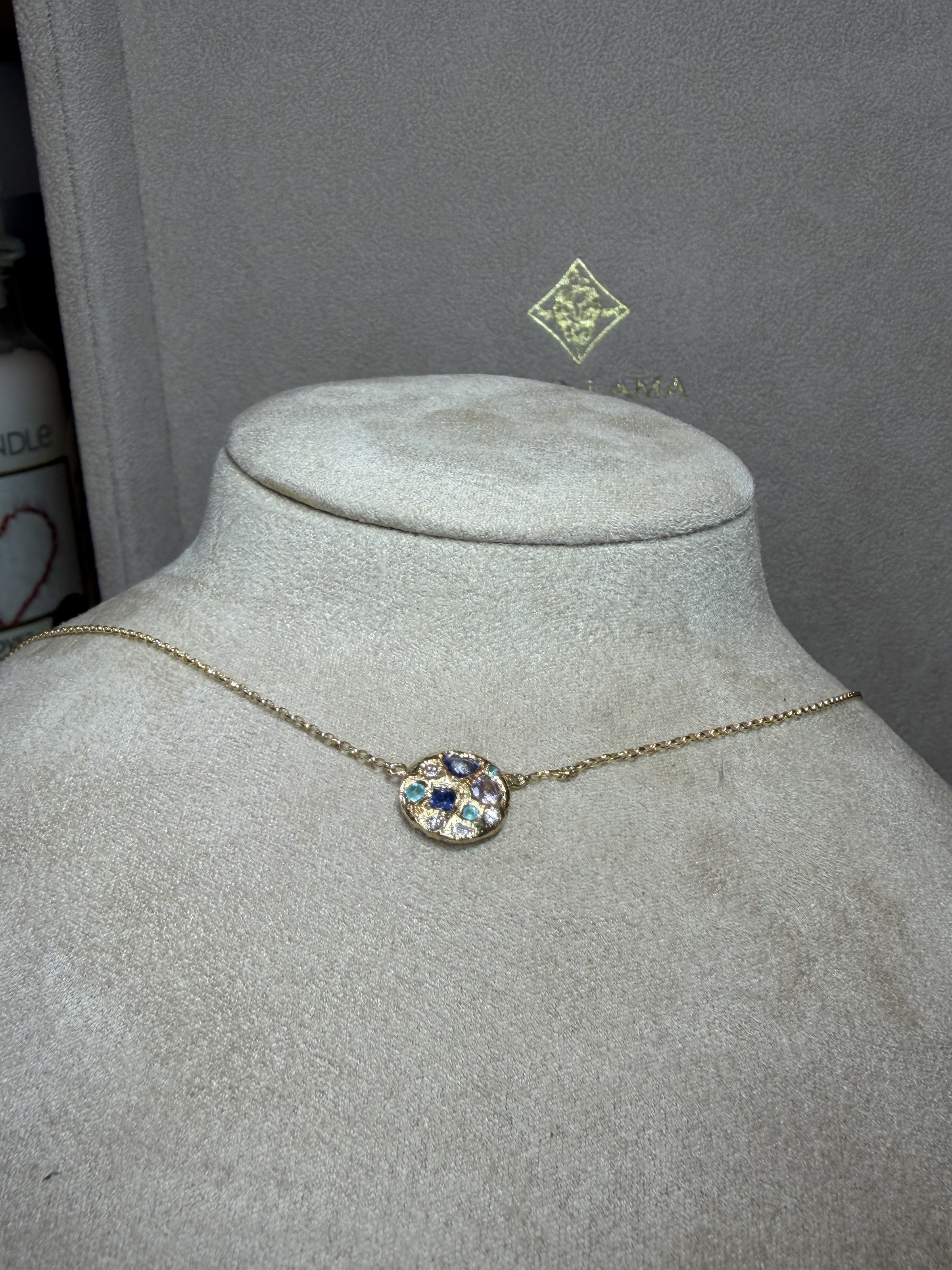 Ocean Cluster Paraiba Tourmalines Blue Sapphires Diamonds Necklace 18 Ct Gold