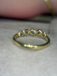 Bubbles Brazilian Neon Blue Paraiba Tourmaline Round Cabochons Bezel Band 18 Ct Gold