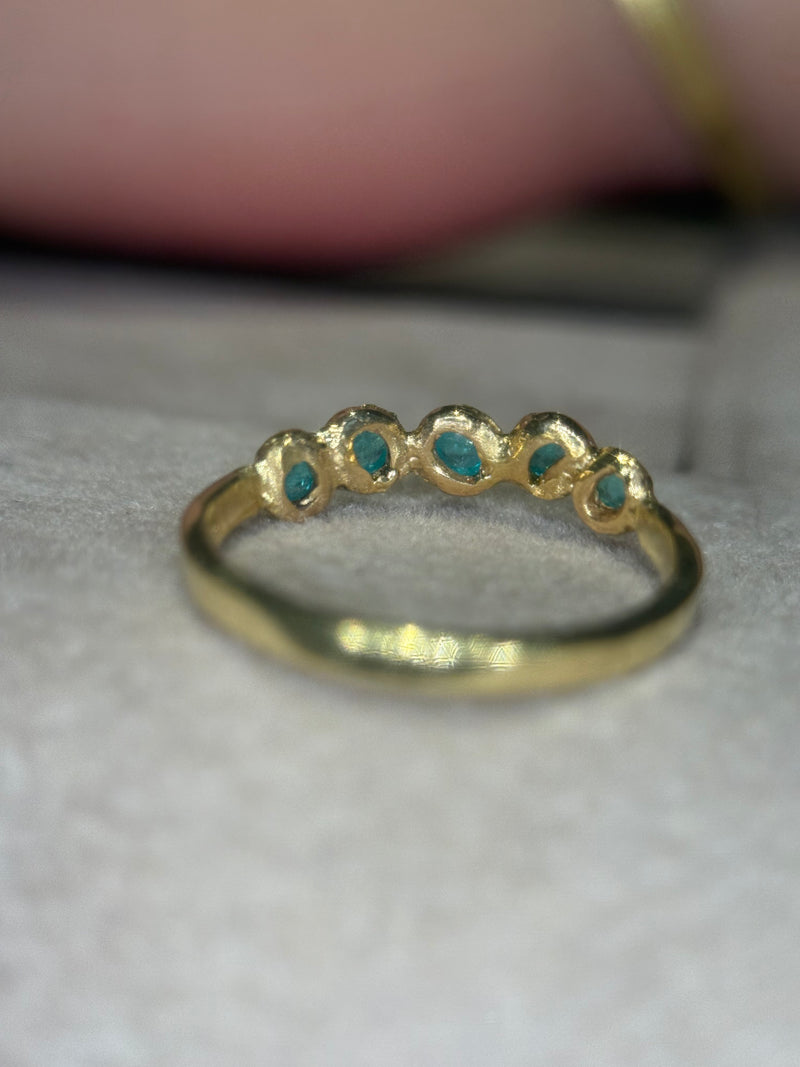 Bubbles Brazilian Neon Blue Paraiba Tourmaline Round Cabochons Bezel Band 18 Ct Gold