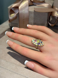 Marquise Pastel Abstract Cocktail of Joy Ring Sapphires, Paraibas, Diamonds 18 Ct Gold