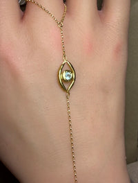 Hand Finger Chain Bracelet Paraiba Tourmaline Eye 18 Ct Yellow Gold