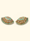 Brazilian Neon Blue Paraiba Tourmaline Large Shell Stud Earrings with Diamonds