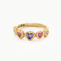 Sapphire Hearts Bezel Band Bubbles 18 Ct Gold