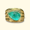 2.5 Cts Paraiba Cabochon Cigar Ring Band 18 Ct Yellow Gold