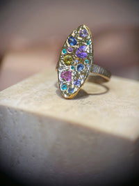 Marquise Pastel Abstract Cocktail of Joy Ring Sapphires, Paraibas, Diamonds 18 Ct Gold