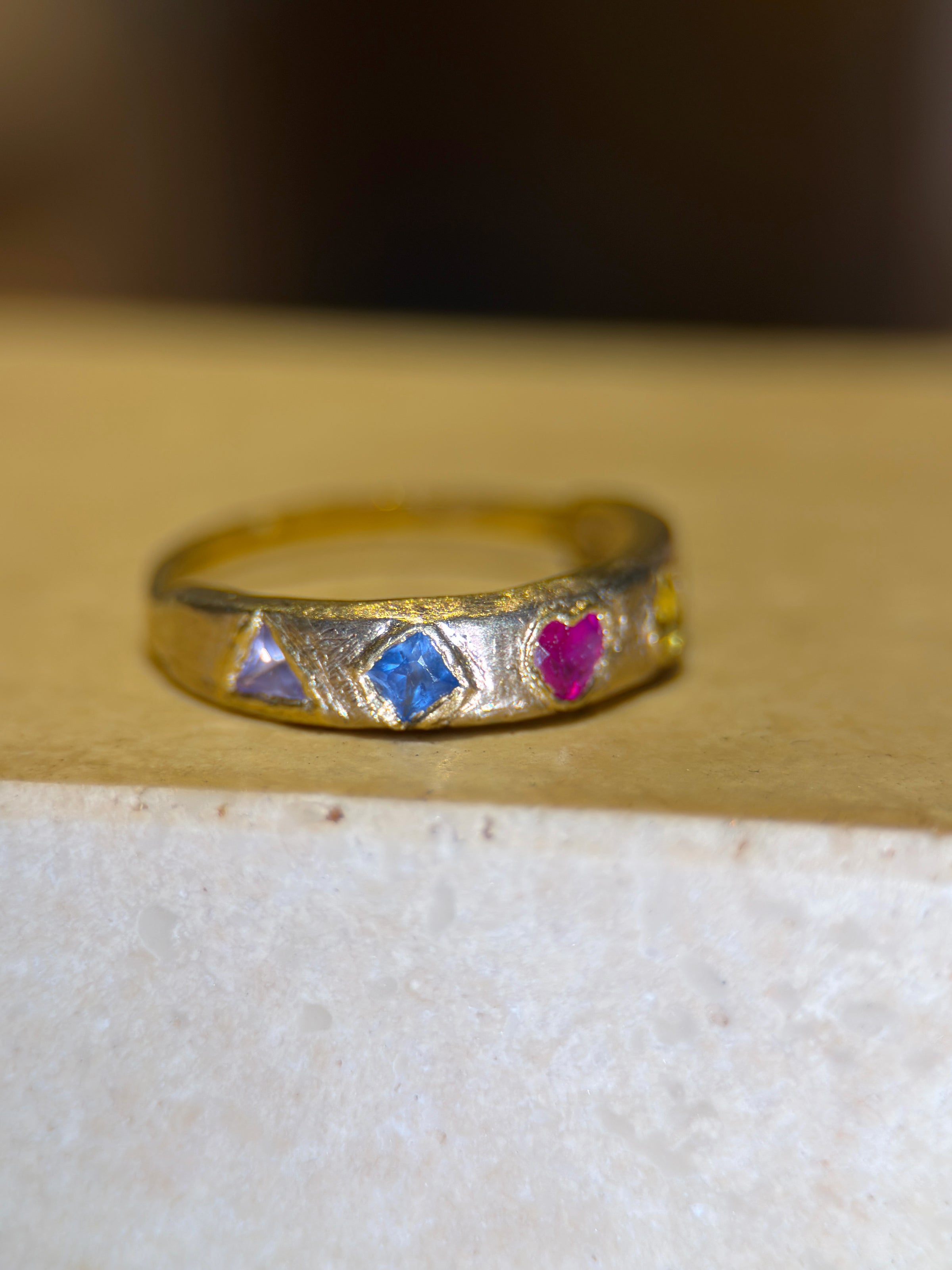 Cubism Abstract Ring Band 18 Ct Yellow Gold