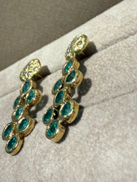 Pebbles Emerald Bezel Set Earrings with Diamonds 18 Ct Gold