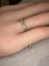 Paraiba and Diamonds Bubble Band 18 Ct Gold