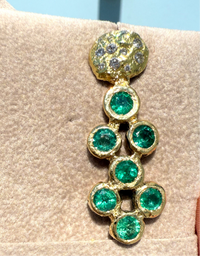 Pebbles Emerald Bezel Set Earrings with Diamonds 18 Ct Gold