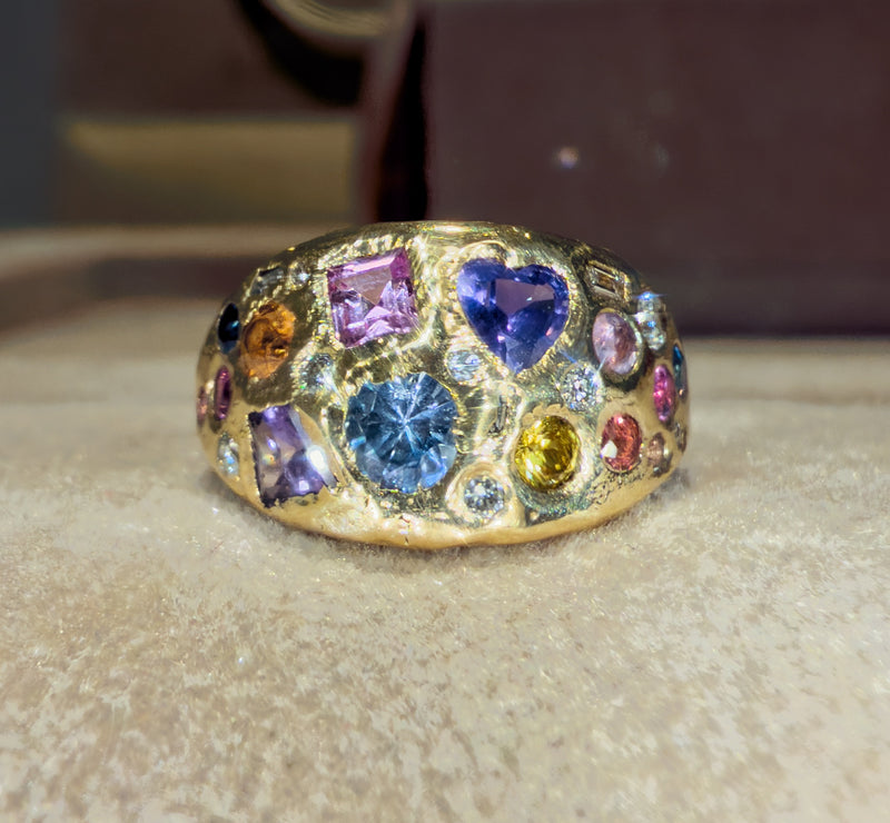 “Galaxy” Dome Abstract Cocktail Ring 18 Ct Gold  (Available at Madlords, Paris)