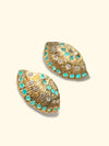 Brazilian Neon Blue Paraiba Tourmaline Large Shell Stud Earrings with Diamonds