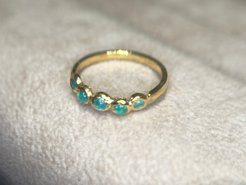 Bubbles Brazilian Neon Blue Paraiba Tourmaline Round Cabochons Bezel Band 18 Ct Gold