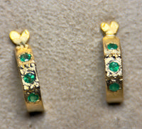 Colombian Emerald Semi Hoops in 18 ct Gold (Pair)