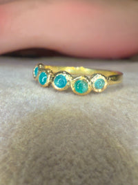 Bubbles Brazilian Neon Blue Paraiba Tourmaline Round Cabochons Bezel Band 18 Ct Gold