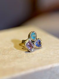 Abstract Puzzle  Mismatched Sapphire Earrings (Pair)