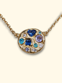 Ocean Cluster Paraiba Tourmalines Blue Sapphires Diamonds Necklace 18 Ct Gold