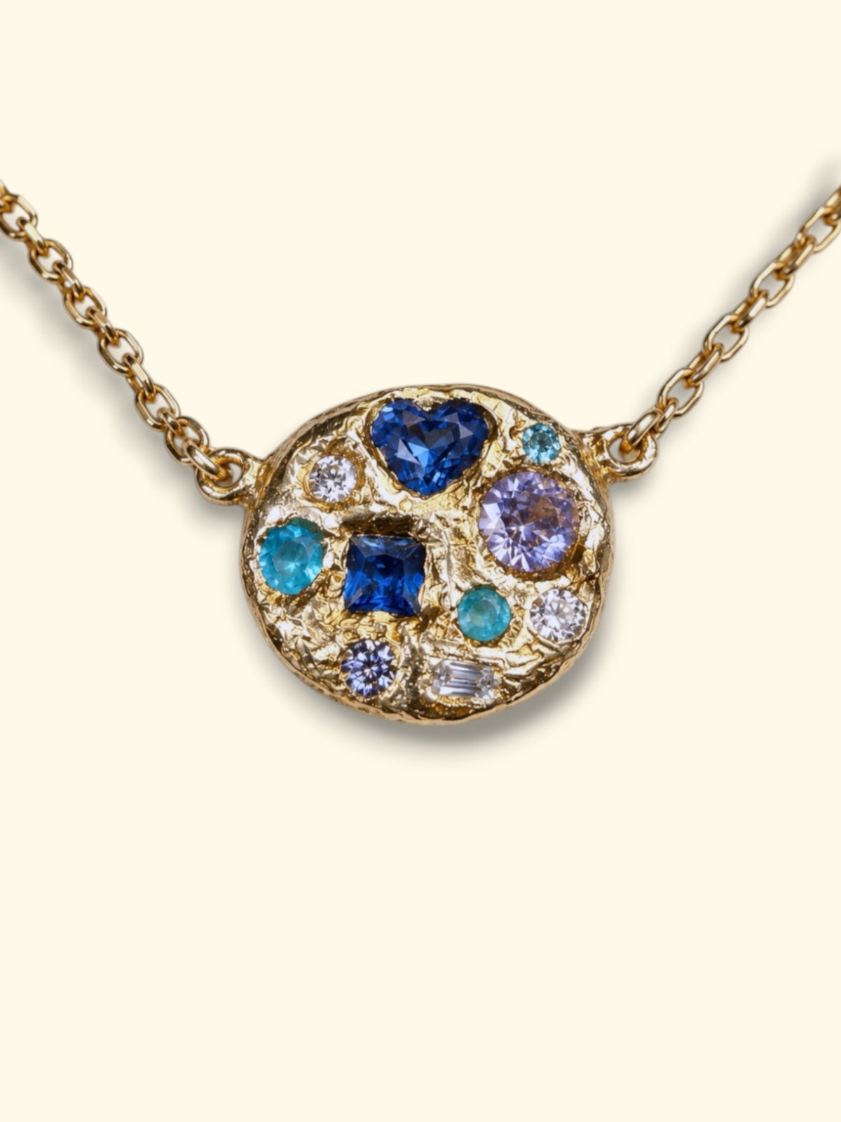 Ocean Cluster Paraiba Tourmalines Blue Sapphires Diamonds Necklace 18 Ct Gold
