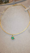 2.24 Cts Emerald Cushion Cut Wire Collar Chain 18 Ct Gold