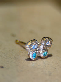 Baby Butterfly Paraiba Tourmaline and Diamonds 18 Ct Gold Stud
