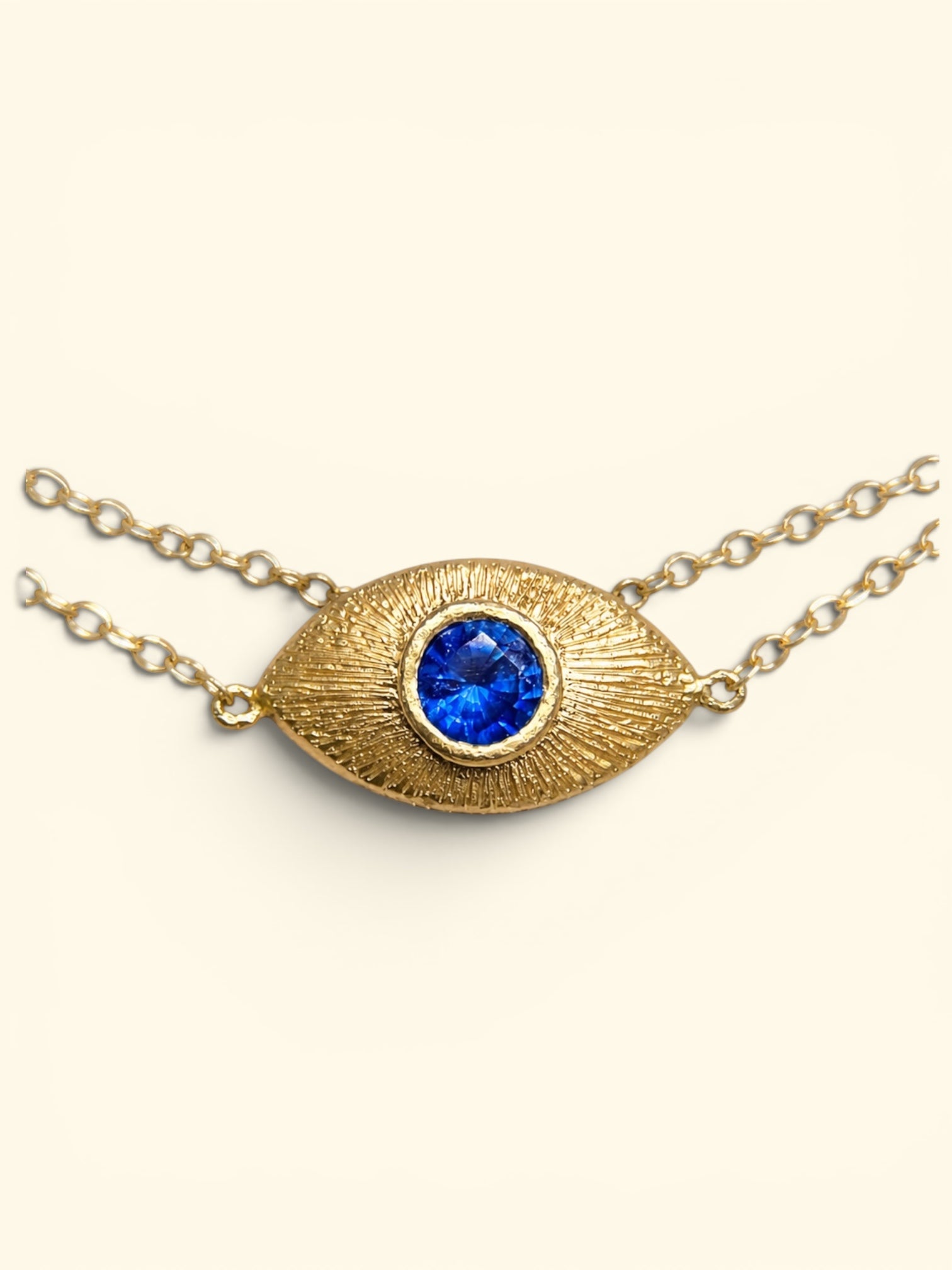 2 in 1 Blue Sapphire Eye Bracelet or Necklace 18 Ct Gold