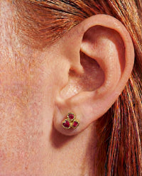 Puzzle Abstract Art Rubies 18 Ct Yellow Gold Stud (Single) (Available at Stardust, London 101 Walton Street)