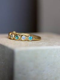 Paraiba and Diamonds Bubble Band 18 Ct Gold