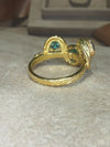 Three Colombian Emeralds Snake Ring 18 Ct Yellow Gold