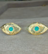 Brazilian Neon Blue Paraiba Tourmaline Princess Eye Stud Earrings (Pair)  (Available at Madlords, Paris)