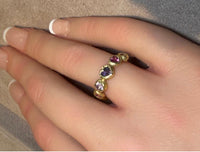 Sapphire Hearts Bezel Band Bubbles 18 Ct Gold