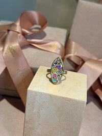 Marquise Pastel Abstract Cocktail of Joy Ring Sapphires, Paraibas, Diamonds 18 Ct Gold