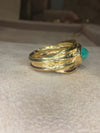 2.5 Cts Paraiba Cabochon Cigar Ring Band 18 Ct Yellow Gold