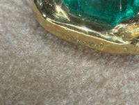 GIA Certified 2.9 Cts Colombian Emerald Half Bezel Set- Cuban Links Chain necklace & choker in 19 Ct Gold