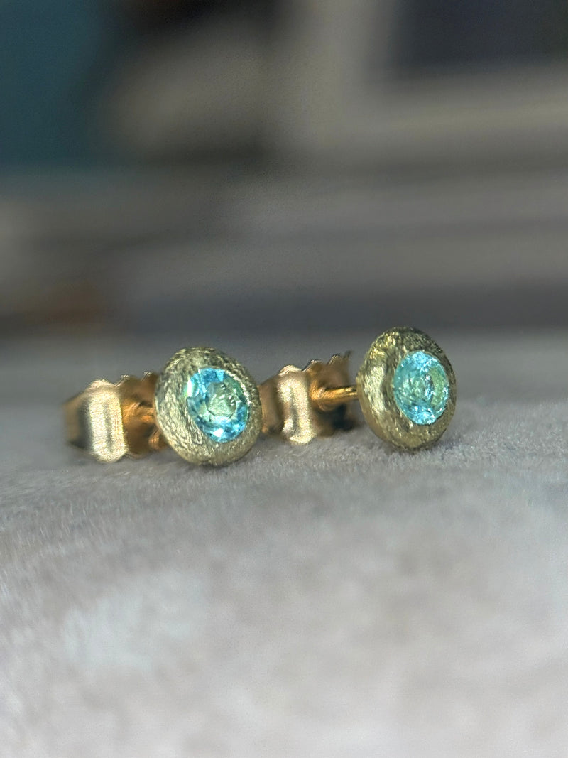 Paraiba Tourmaline Studs 18 Ct Yellow Gold Collected — Bespoke Variations Available