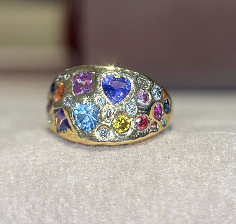 “Galaxy” Dome Abstract Cocktail Ring 18 Ct Gold  (Available at Madlords, Paris)