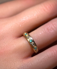 Brazilian Paraiba Tourmalines Neon Blue and Diamonds Band 18 Ct Gold