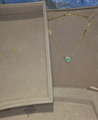 GIA Certified 2.9 Cts Colombian Emerald Half Bezel Set- Cuban Links Chain necklace & choker in 19 Ct Gold