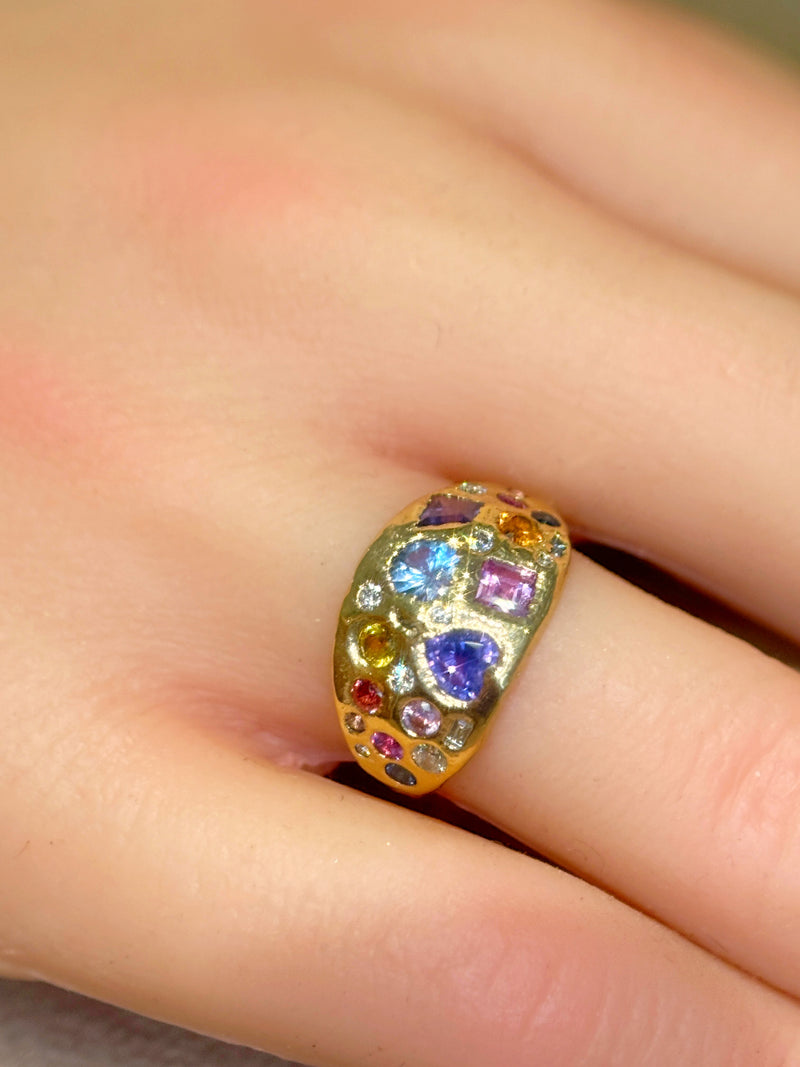 “Galaxy” Dome Abstract Cocktail Ring 18 Ct Gold  (Available at Madlords, Paris)