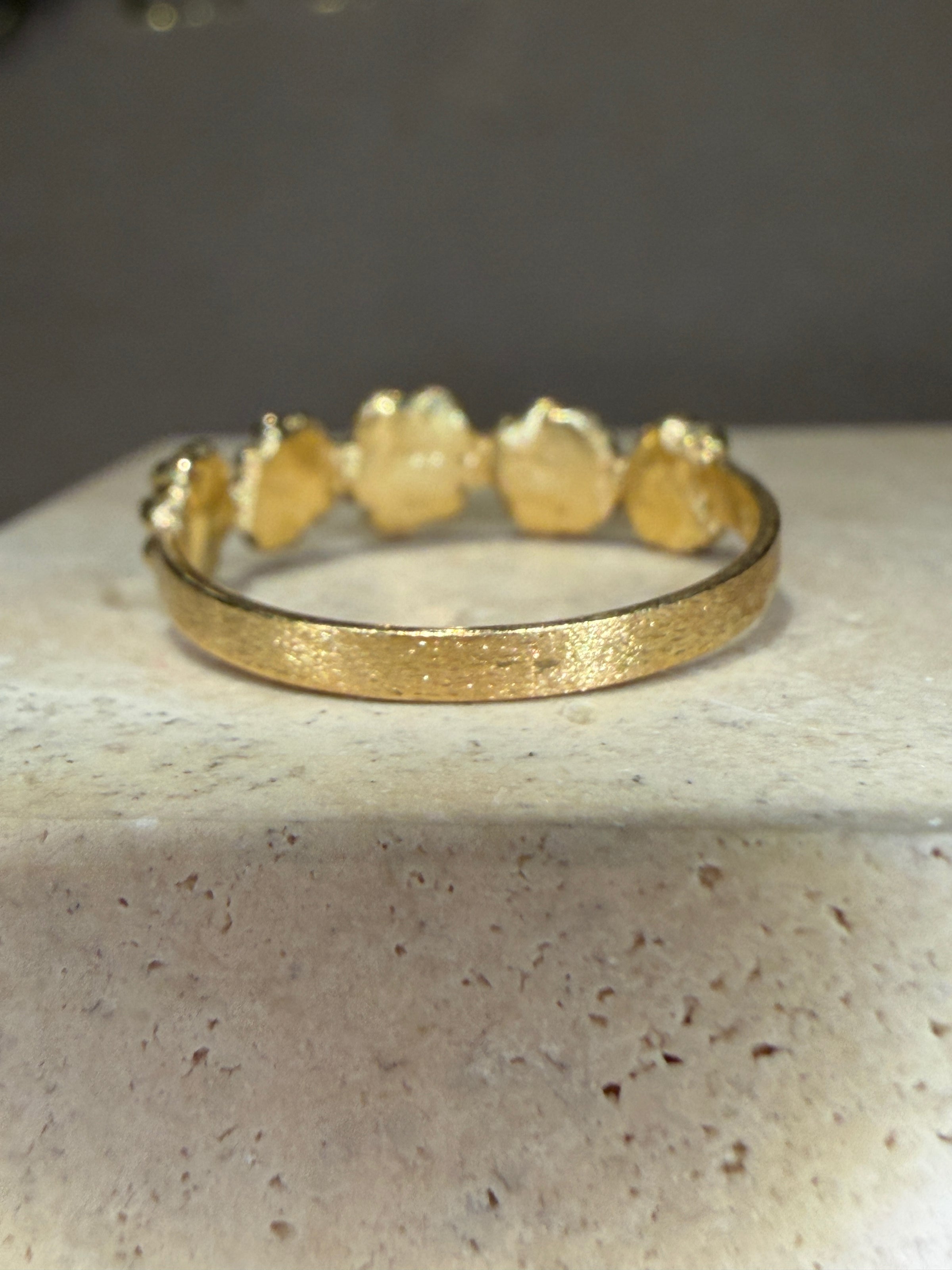 Microsculpted Flower Band Sapphires and Paraiba Tourmaline in 18 Ct Gold Ring (Available At Tomfoolery London)