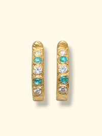 Brazilian Paraiba Tourmalines and Diamond Semi Hoops 18 Ct Gold (Soon at Madlords St. Tropez)