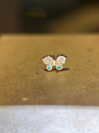 Baby Butterfly Paraiba Tourmaline and Diamonds 18 Ct Gold Stud