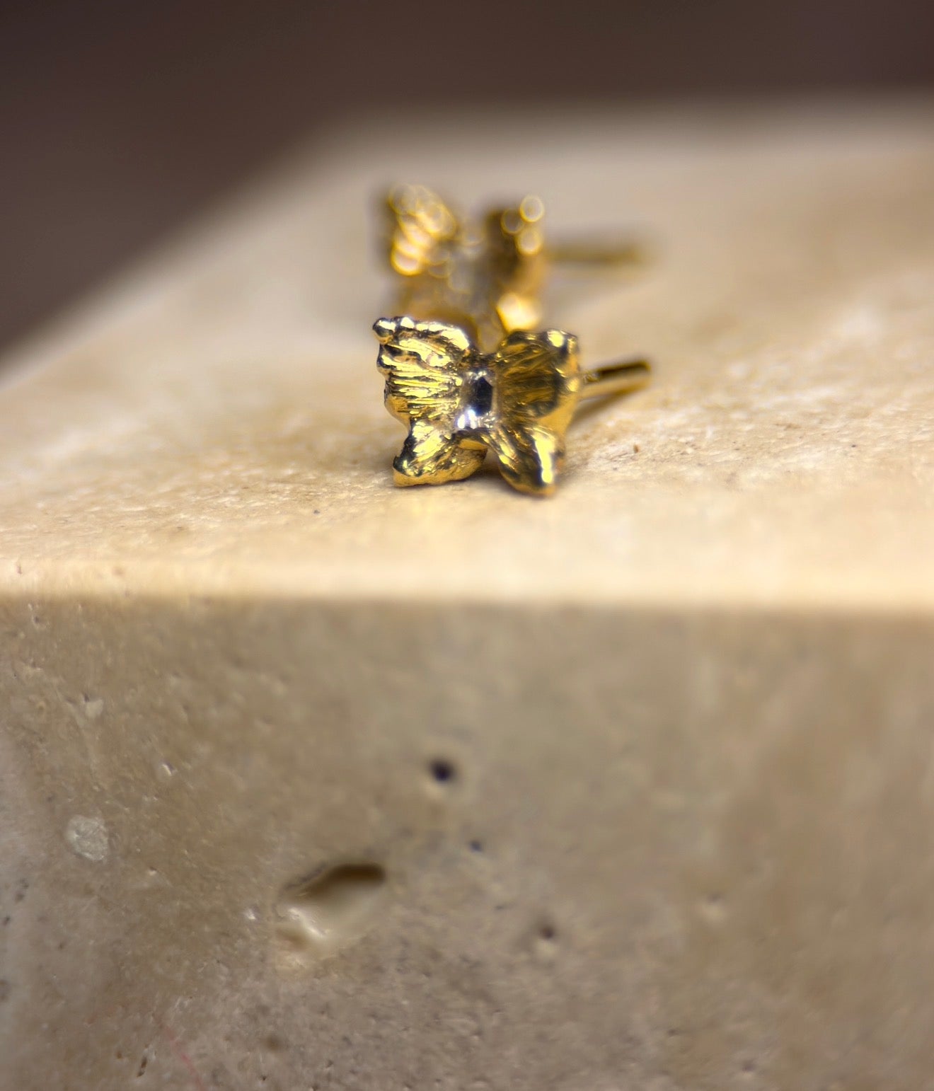 Baby butterfly Studs Reverse Set Baguette diamonds