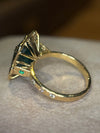 4.26 Cts Emerald Cut Art Deco 18 Ct Gold Ring with diamonds