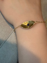 2 in 1 Blue Sapphire Eye Bracelet or Necklace 18 Ct Gold