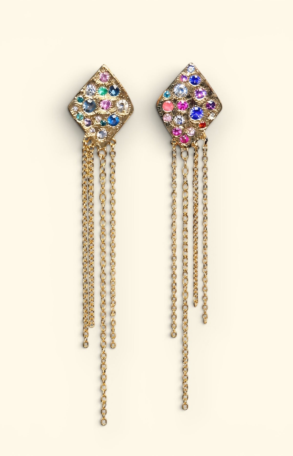 Mismatched Polka Dot Kites with Sapphires Diamonds Chain Earrings 18 Ct Gold