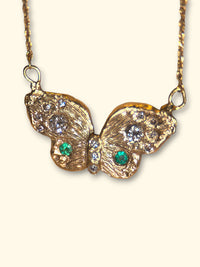 Butterfly Necklace with Diamonds and Colombian Emeralds