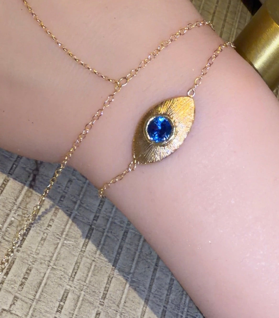 Blue Sapphire Eye Bracelet or Necklace